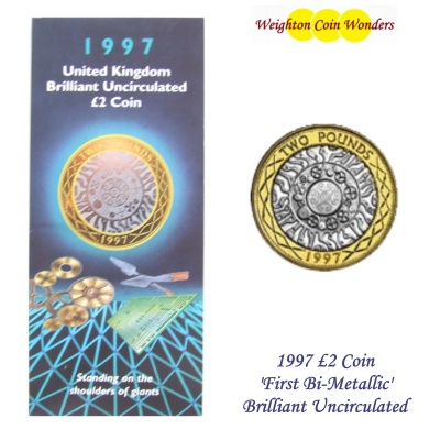 1997 £2 BU Coin Pack - First Bi-Metallic Coin - Click Image to Close